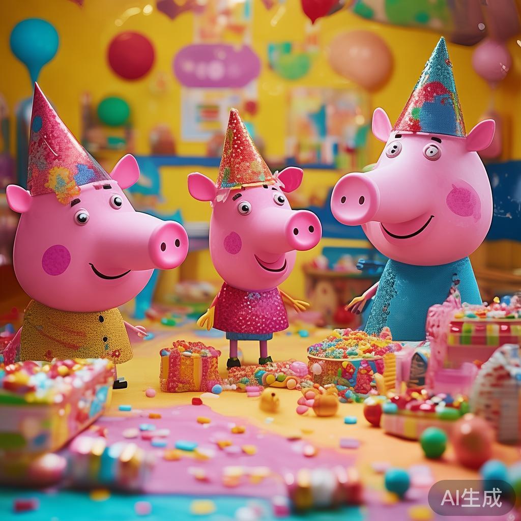 小猪佩奇一家共同打造甜蜜糖果派对的精彩瞬间 近日,在儿童与家庭娱乐领域备受瞩目的动画形象——小